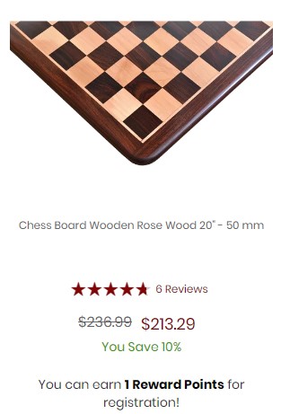 Chess Board Wooden Rose Wood 20 inch 50