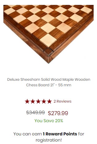 Deluxe Sheesham Solid Wood Maple Wooden Chess Board 21