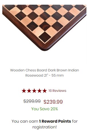 Wooden Chess Board Dark Brown Indian Rosewood 21