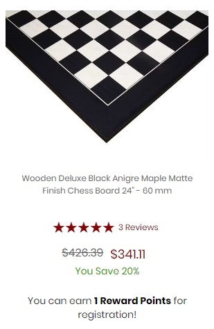 Wooden Deluxe Black Anigre Maple Matte Finish Chess Board