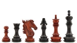 The Dragon Knight Series Chess Pieces Carved in Bud Rose / Ebony Wood