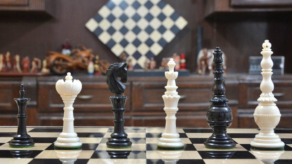 The Rustic Series Camel Bone Chess Set in Stained Dyed Jet Black & Bleached White