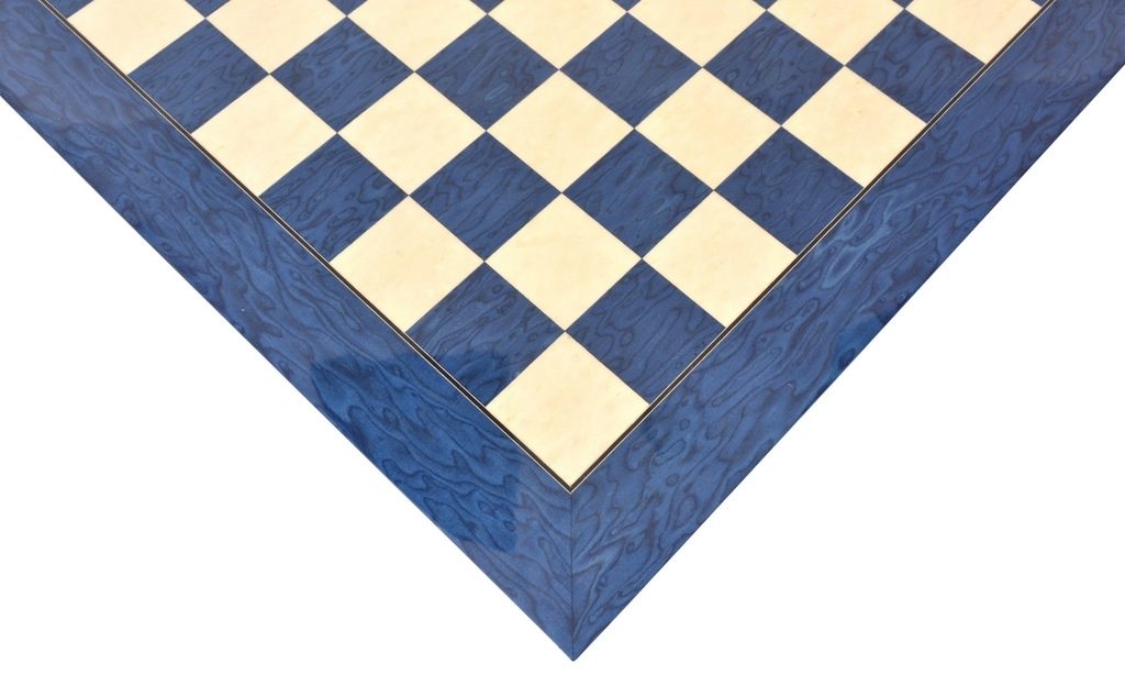 Wooden Deluxe Blue Ash Burl & White Erable Hi Gloss Finish Chess Board