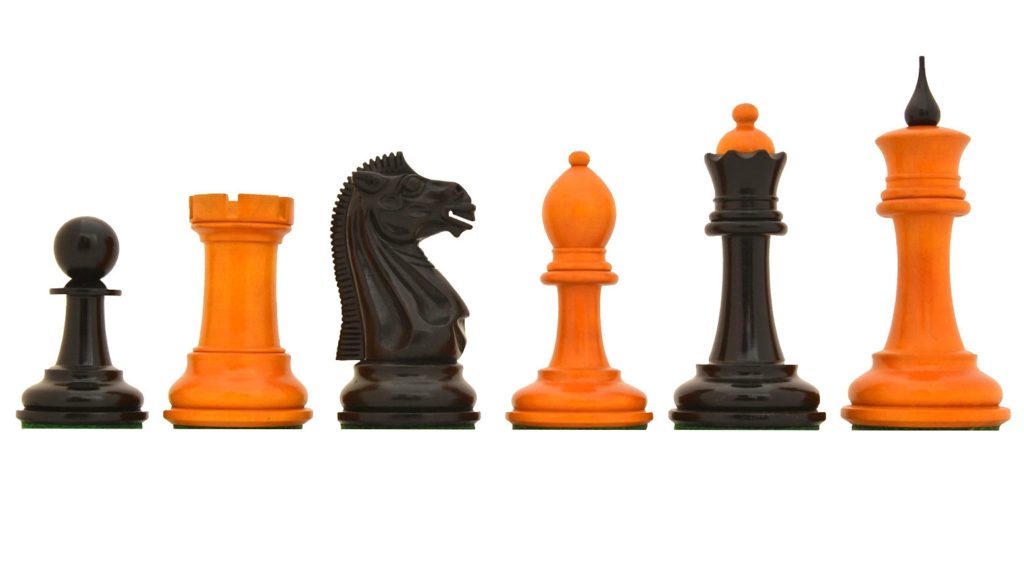 Reproduced 1940 Soviet Club Chess Set in Ebony / Antiqued Box wood