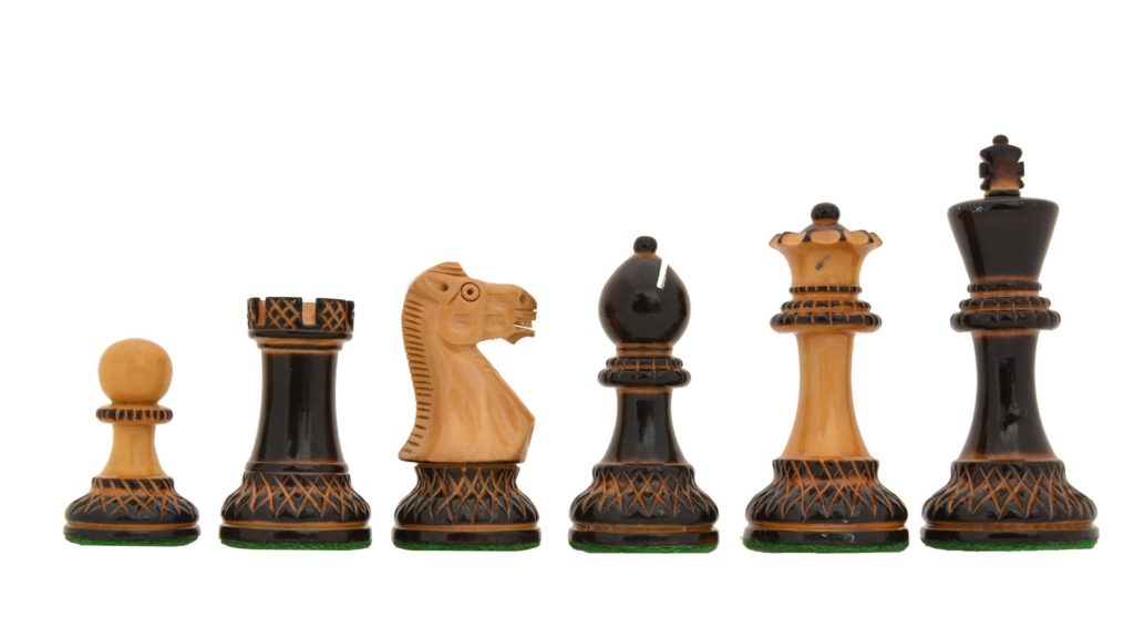 The Parker Staunton Series Lacquered Chess Set in Burnt Boxwood