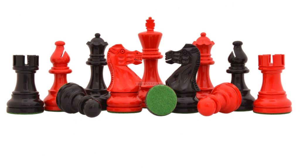 The Smokey Staunton Series Chess Set in Painted Box Wood - 3.8" King