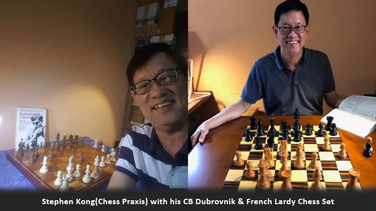 Stephen Kong (Chess Praxis) with his chess sets