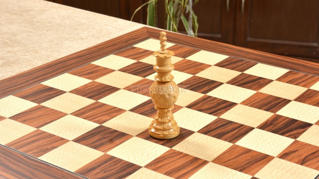 Wooden Deluxe Santos Palisander pr & Sycamore with Matte Finish Chess Board 22" - 55 mm