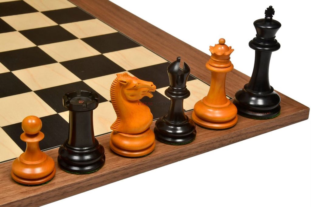 Repro 1890 French Lardy Staunton Chess Pieces Only Set – Ebonised & Boxwood