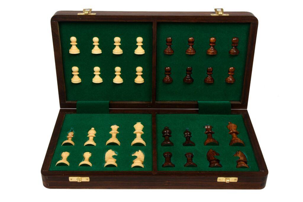 View of our travel series folding non-magnetic chess set