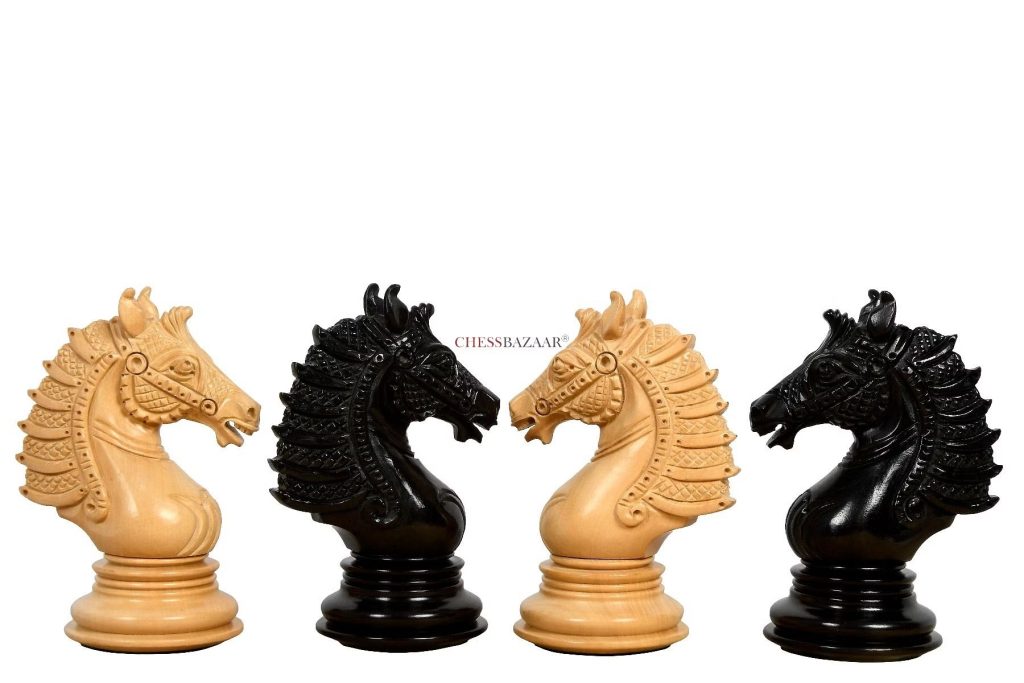 Sikh Empire Series Triple Weighted Wooden Handmade Chess Pieces in Genuine Ebony Wood and Indian Boxwood