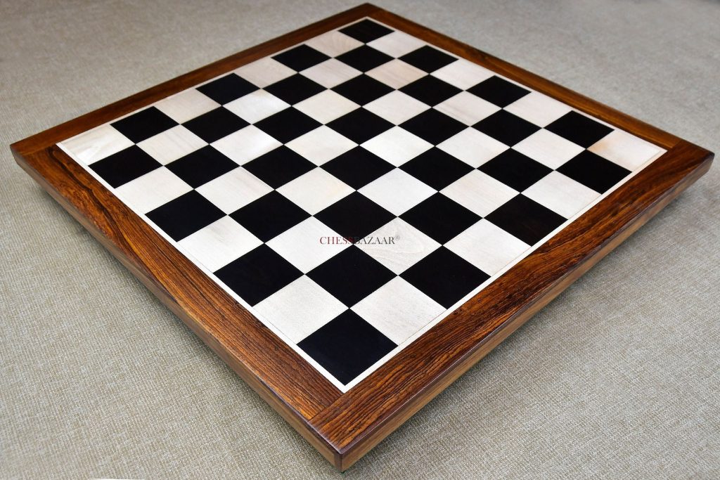 Solid Wooden Indian Chess Board In Genuine Ebony Wood & Maple Wood With Sheesham Wood Border 19 inch