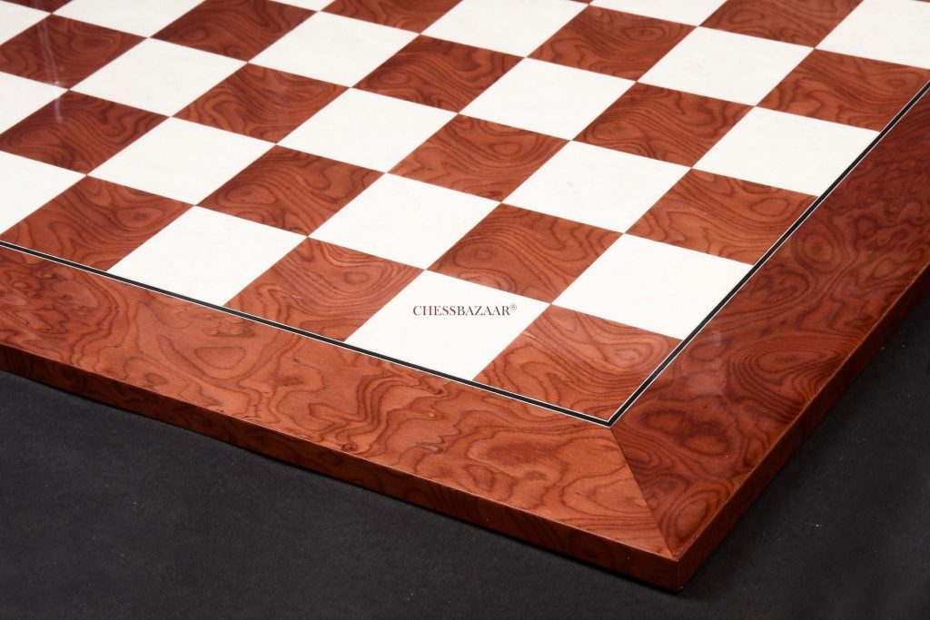 WOODEN RED ASH BURL MAPLE HI GLOSS FINISH CHESS BOARD 22 inch