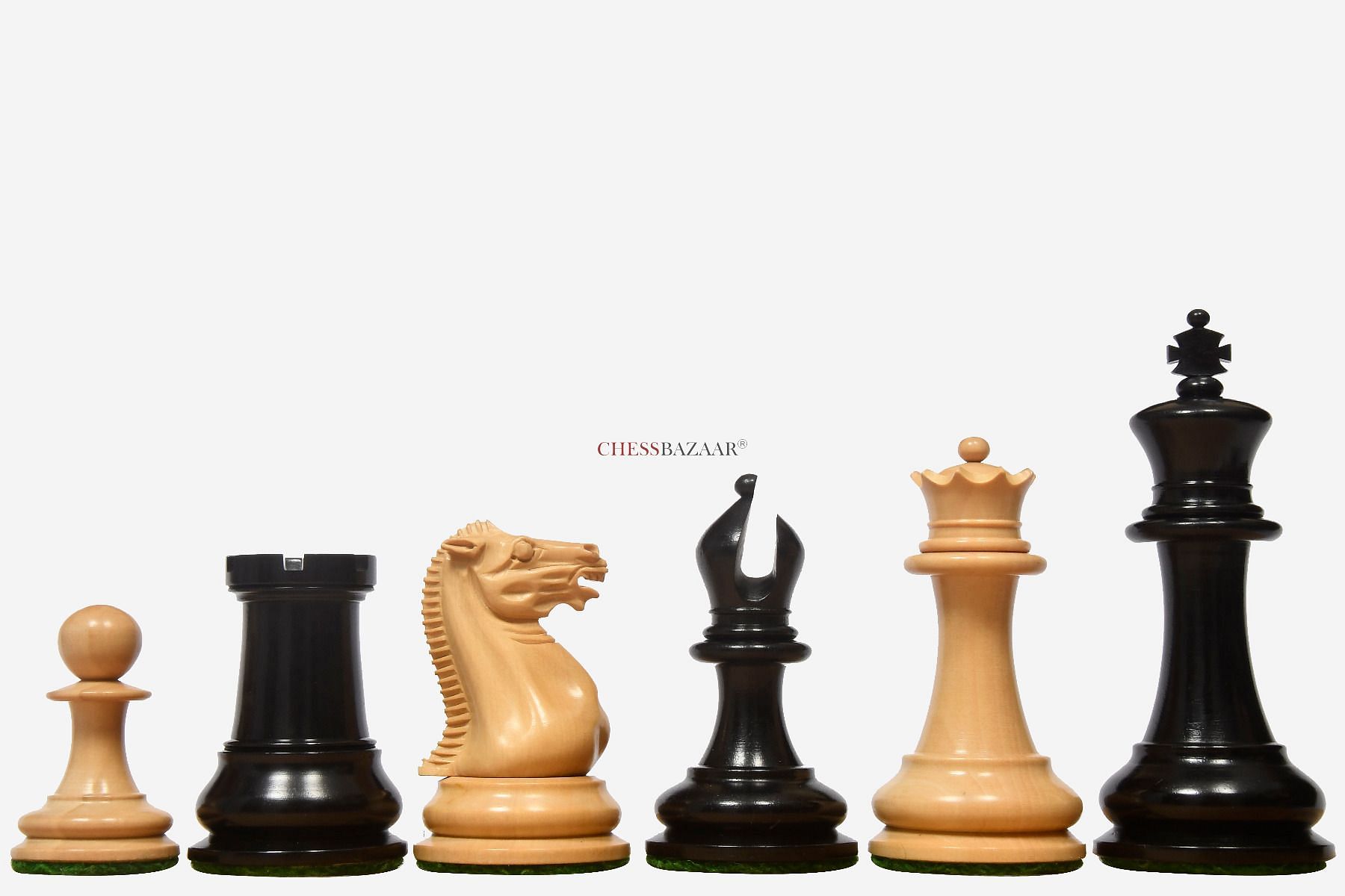 Reproduced 1849 Original Staunton Pattern Wooden Heavy Chess Pieces in Ebony and Boxwood