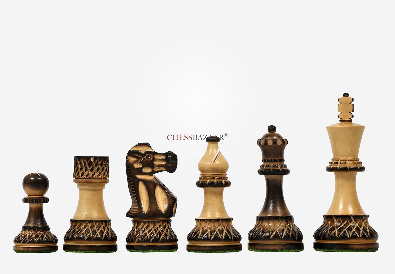 The Burnt Blazed Series Handcarved Chess Pieces in Burnt Box Wood