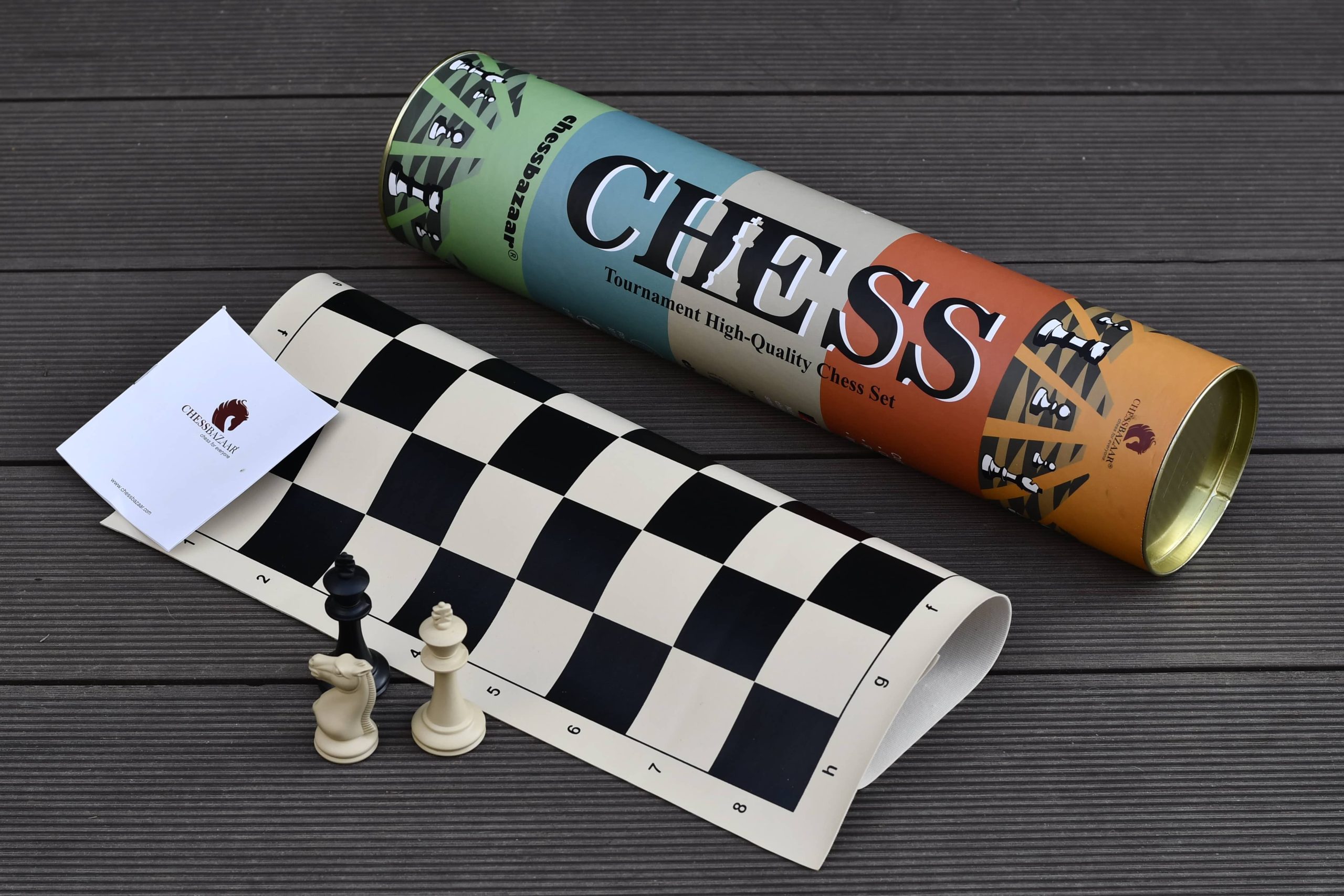The Study Tournament Plastic Chess Pieces & Roll Up Chess Board Combo