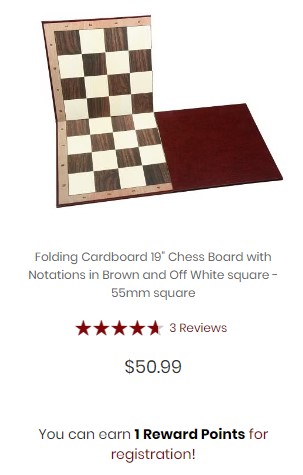 Folding Cardboard 19 inch Chess Board with Notations in Brown and Off White square