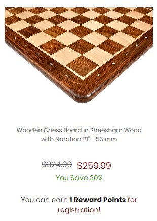 Wooden Chess Board in Sheesham Wood with Notation 21 Inch