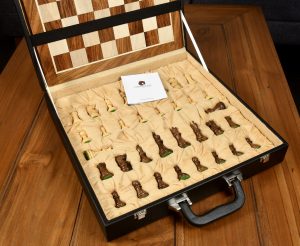 Black Leatherette Chess Set Storage Box Coffer