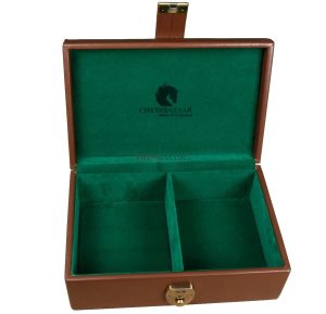 Genuine Leather Brown Color Storage Box for 3-4 Inch Chess Set