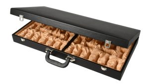 Leatherette Chess Set Briefcase Storage Box Coffer with Fixed Slots