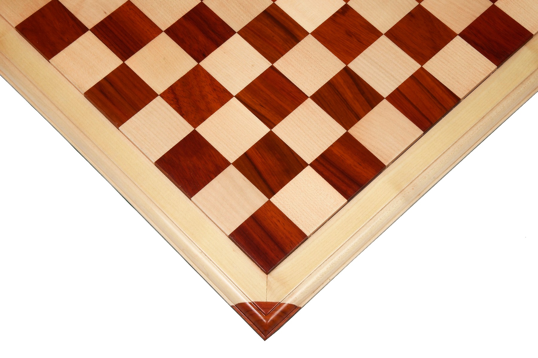21" Wooden Chess Board Bud Rose Wood & Maple with 2.25" Sq Hand Carved CROSS 