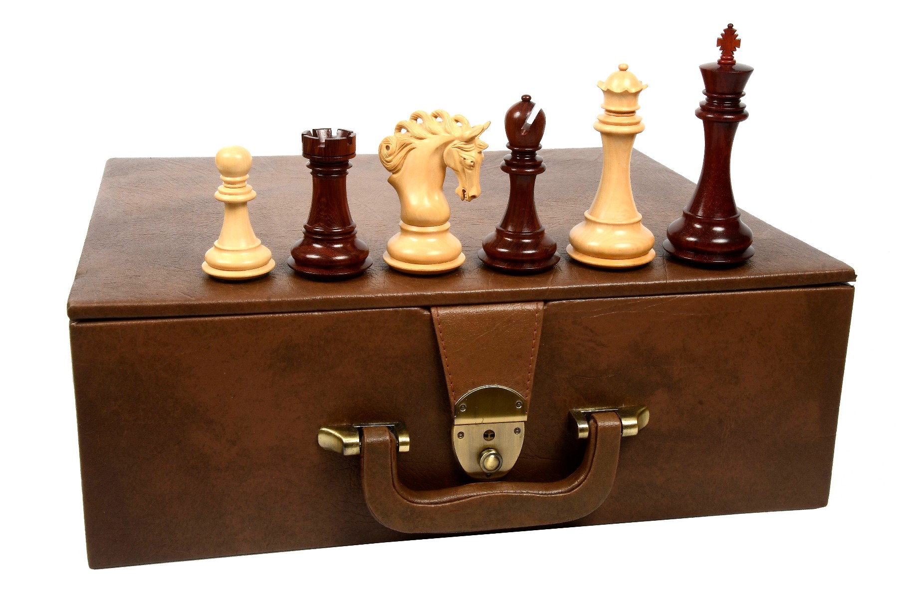 4.6" The Sher-E-Punjab Series Chess Pieces in Bud Rose Wood Box Wood 