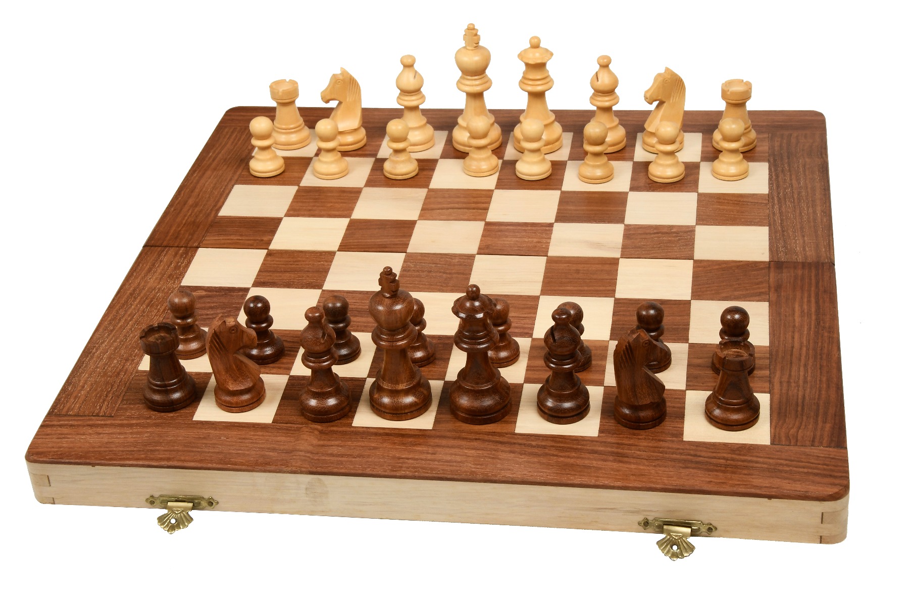 NEW Good Size Folding wooden Chess High Quality Chess Game Set Folding Box UK 