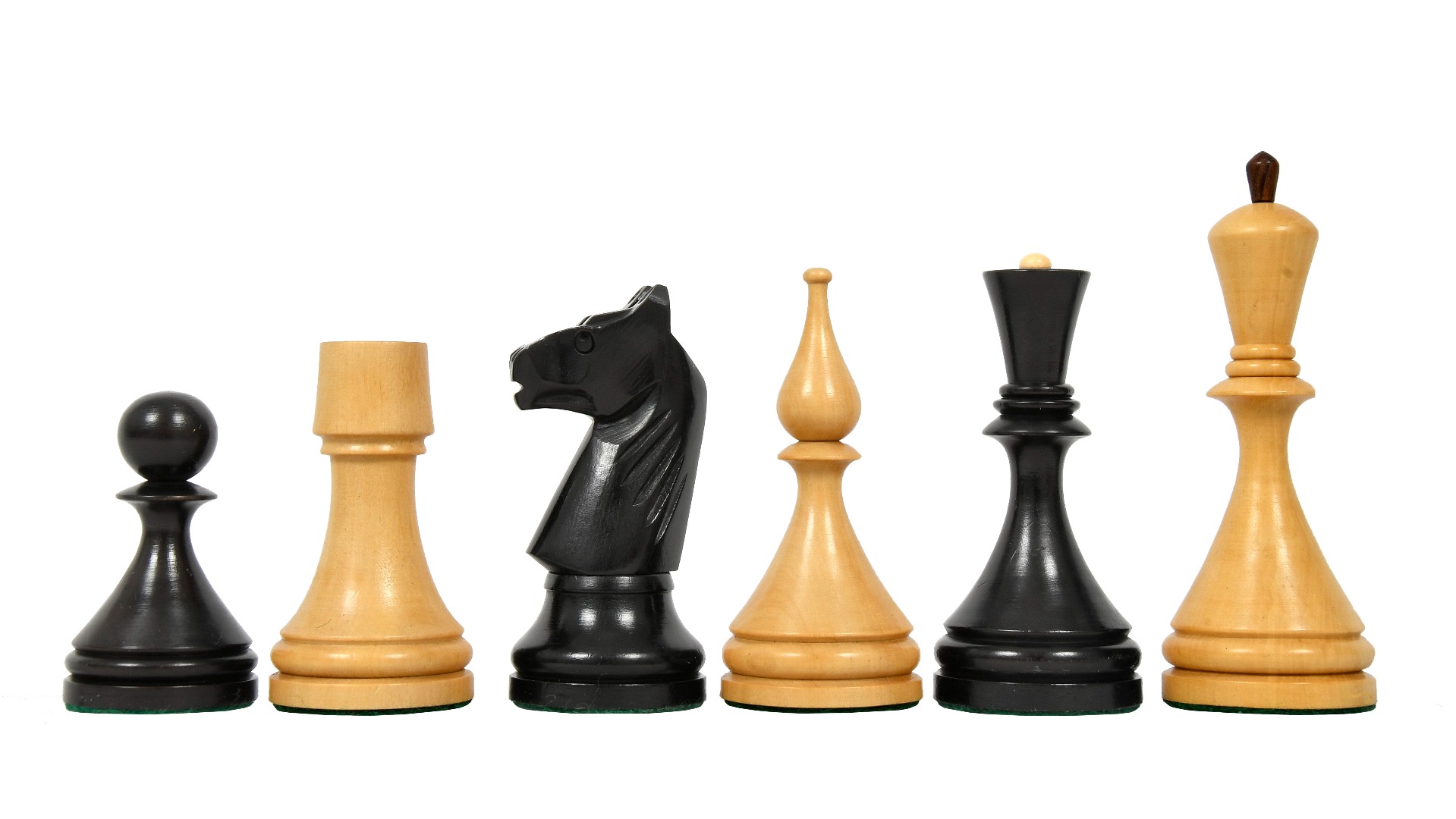 Boxwood 4” King Reproduced 1961 Soviet Championship Baku Chess Set in Ebonized 
