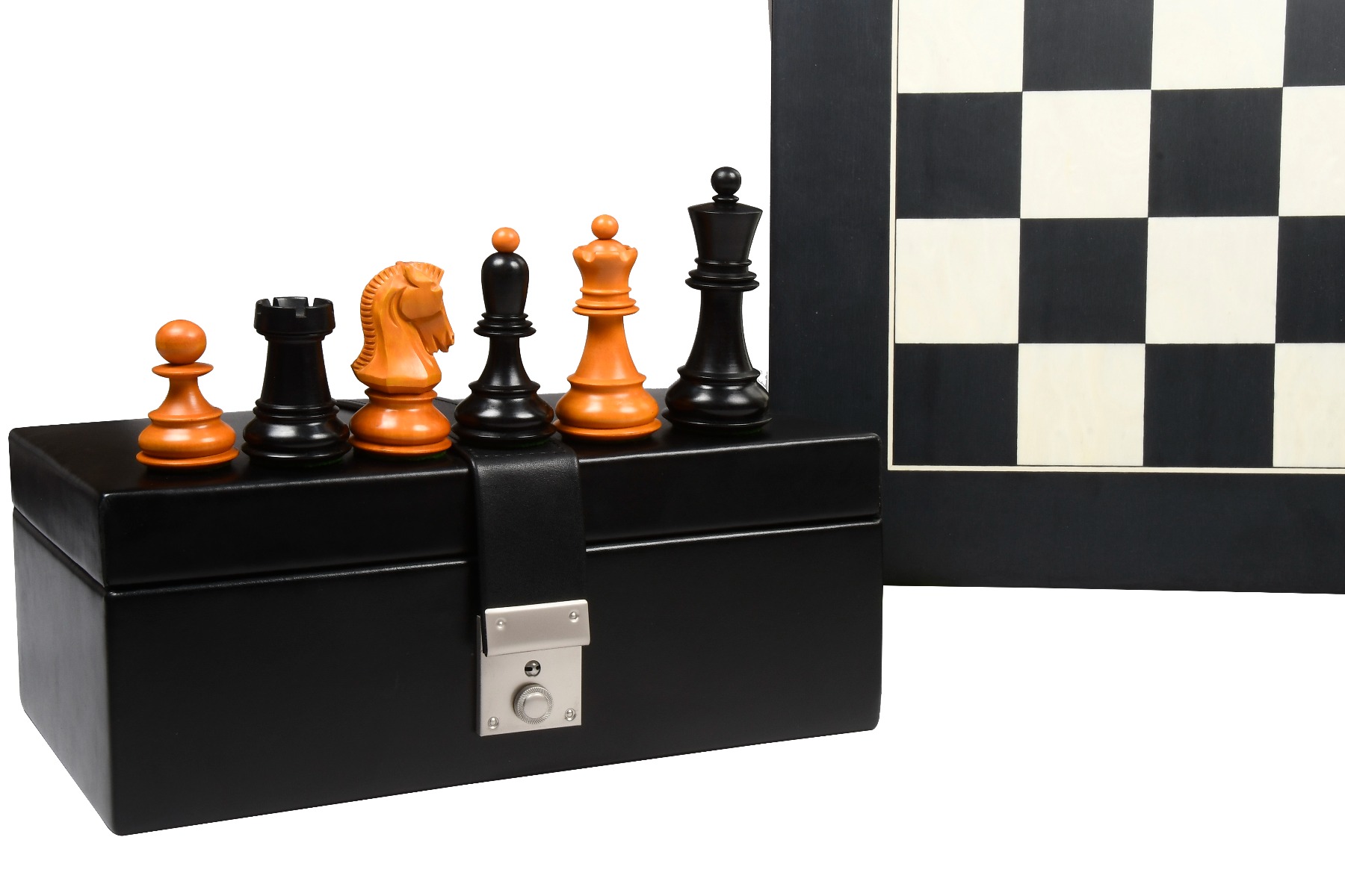 1950 Reproduced Bobby Fischer 3.7" Dubrovnik Chess Pieces Set Ebonised Boxwood 