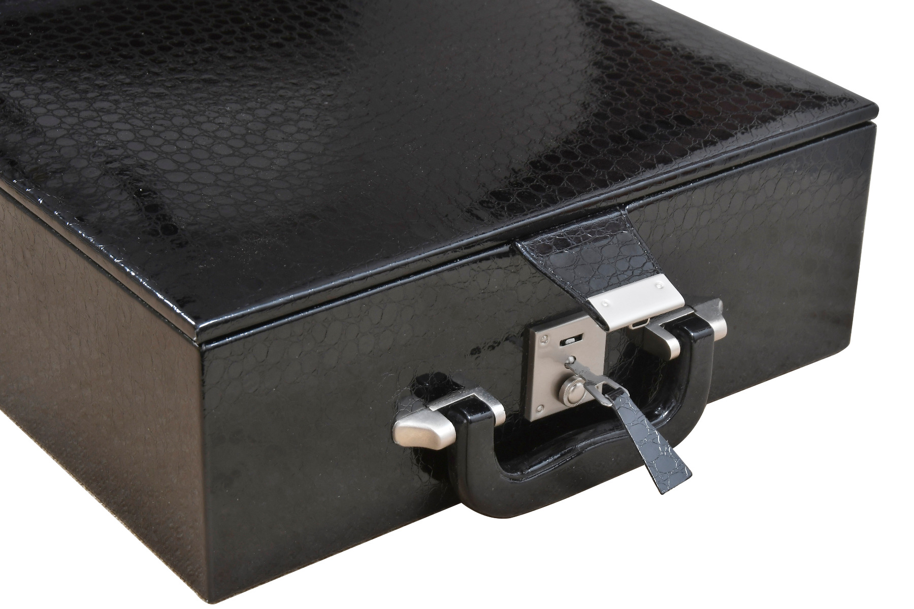 Storage Box Leatherette Coffer with Double Tray Fixed Slots for 3.75"-4.1"Pieces 