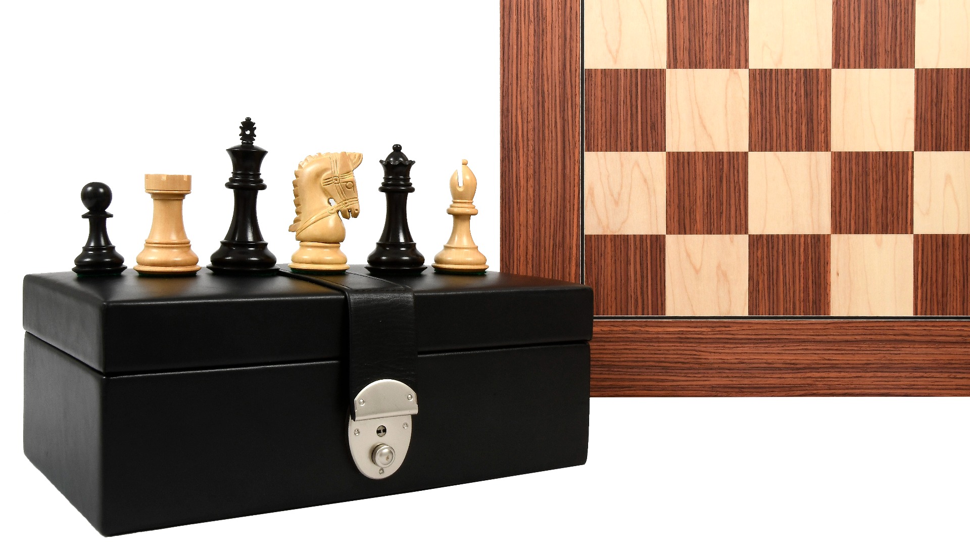 CB Bridle Series Club Chess Pieces in Indian Rose Wood & Box Wood 4.6" King 