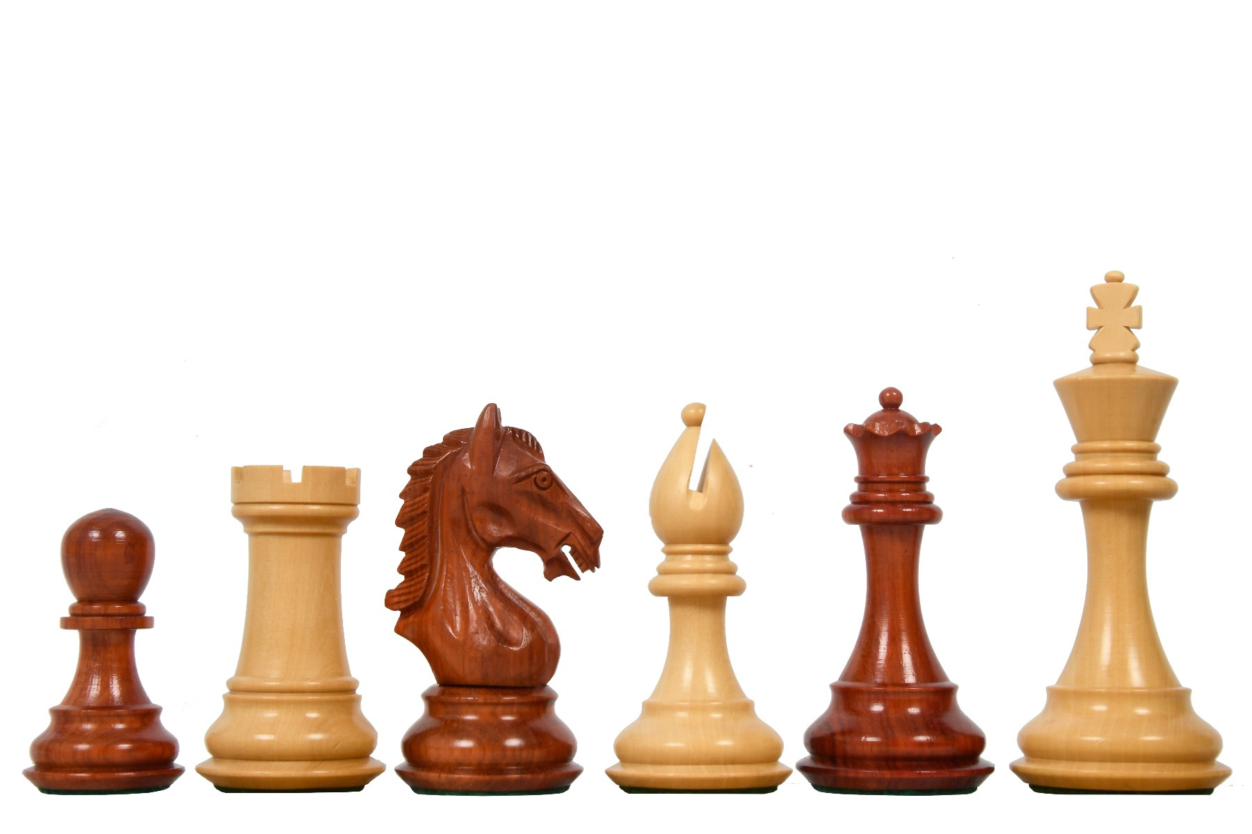 Triple Weighted Ebony & Bud Rosewood 4.1" Stallion Luxury Staunton Chess Pieces 
