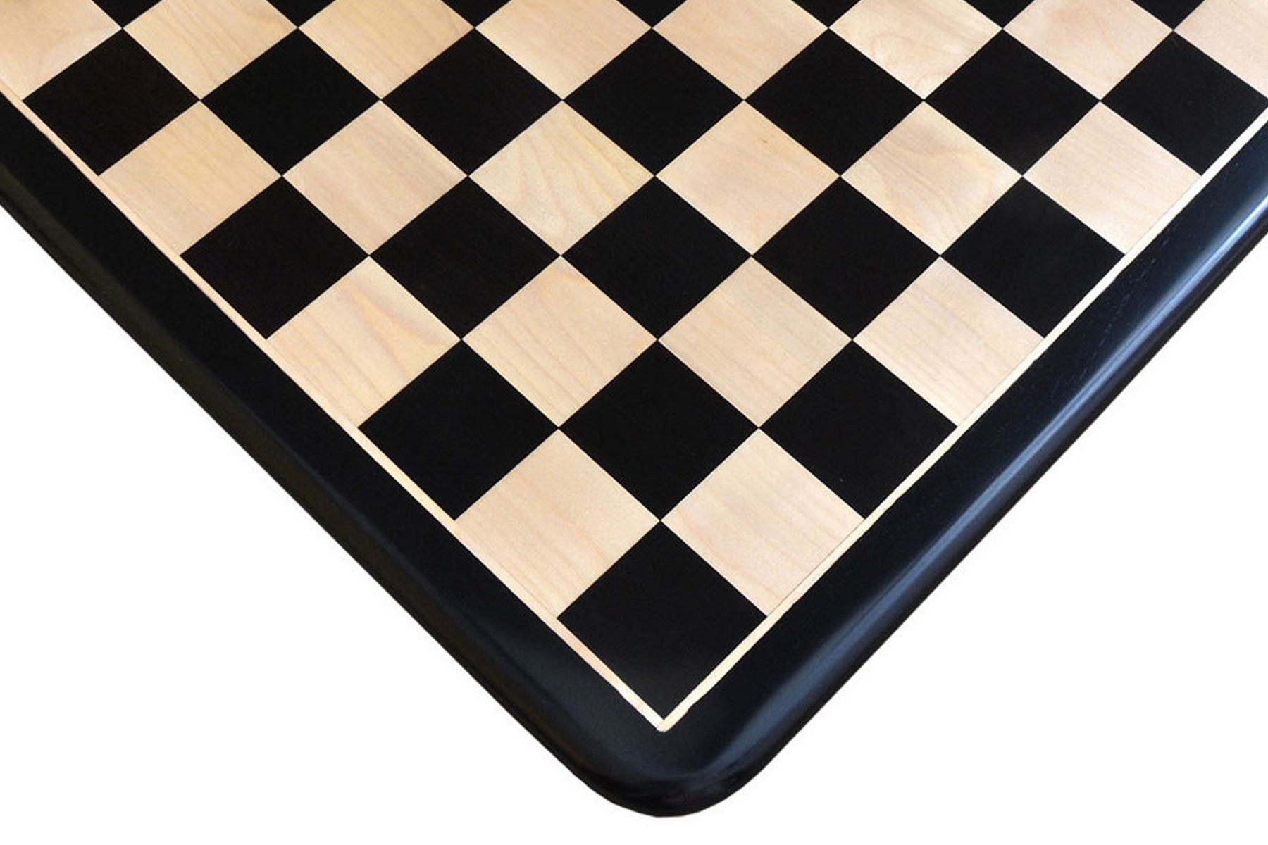 19" Wooden Large Chess Board Black Ebony Wood & Maple with 2" Sq Hand Carved 
