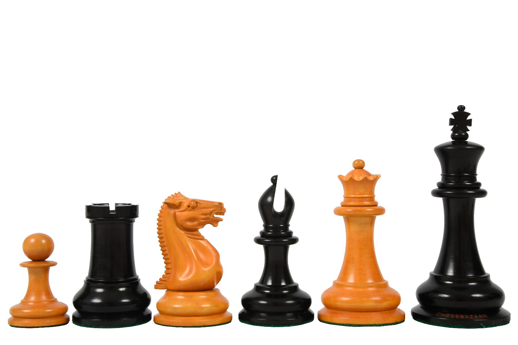 4.5" Reproduced 1849 Staunton Chess Pieces Only set Antiqued Boxwood & Ebony 